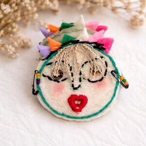 Handmade Statement Face Brooch – One of a Kind